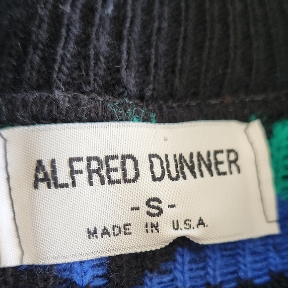 VTG Alfred Dunner Geometric Sweater Size S | Funky Blue Green Pattern Made in US - Picture 10 of 10